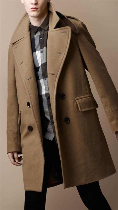 burberry brit pea coat dark charcoal|Burberry camel wool coat men's.